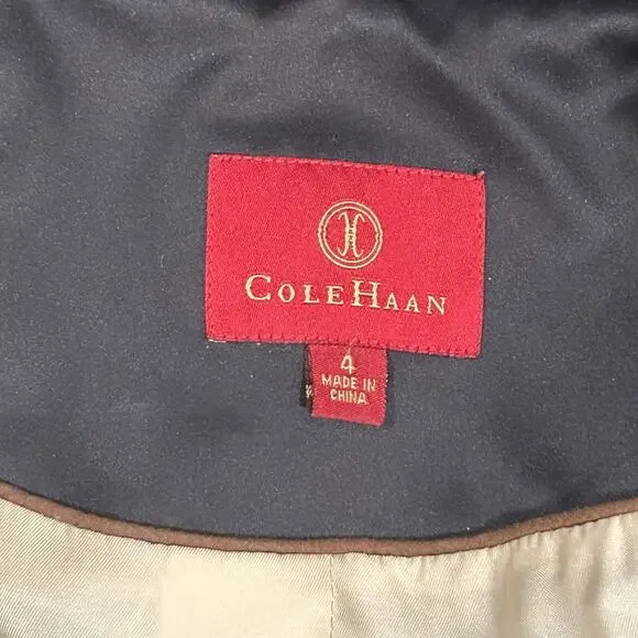 Cole Haan Double Breasted Trench Coat Women's Size 4 Black Satin Lined Classic - Picture 15 of 16